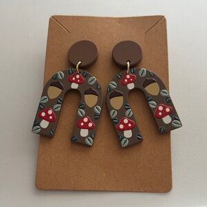 Fashion Jewelry Brown and Red Mushroom Earrings